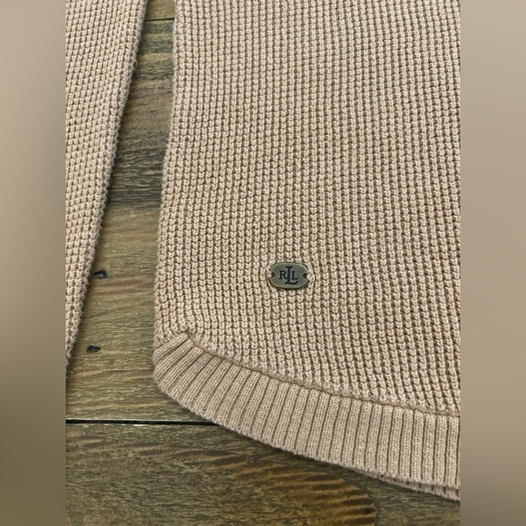 LAUREN RALPH LAUREN Elegant Tan Turtleneck Waffle knit Long Sleeve Top Preppy - Picture 3 of 9
